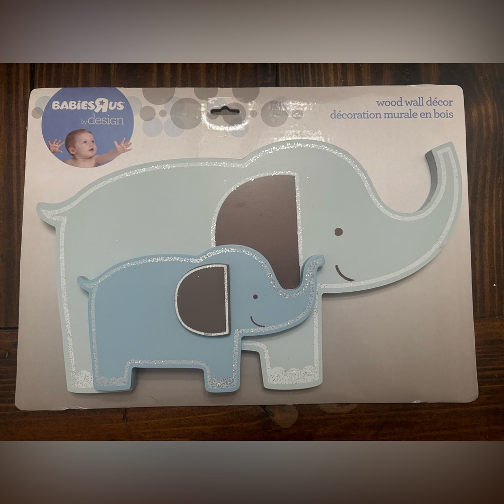 BabiesRUs Blue mama and baby Elephant Wall Decor